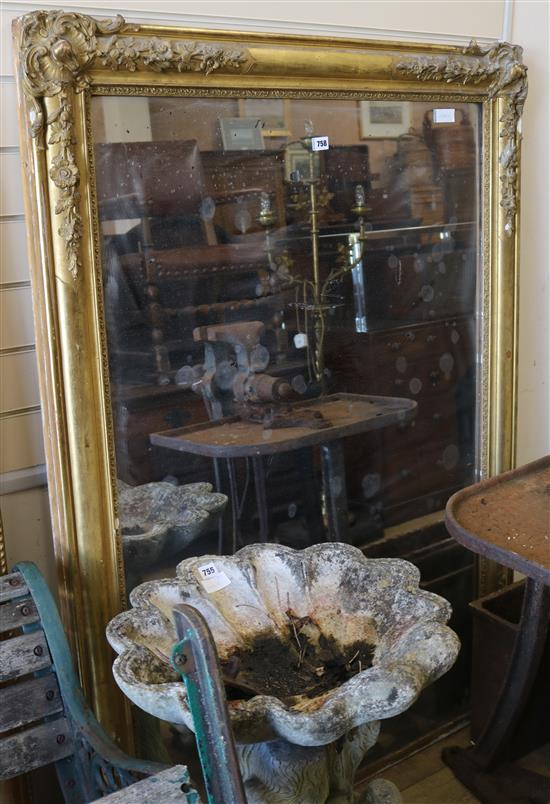 A gilt framed overmantel mirror W.110cm